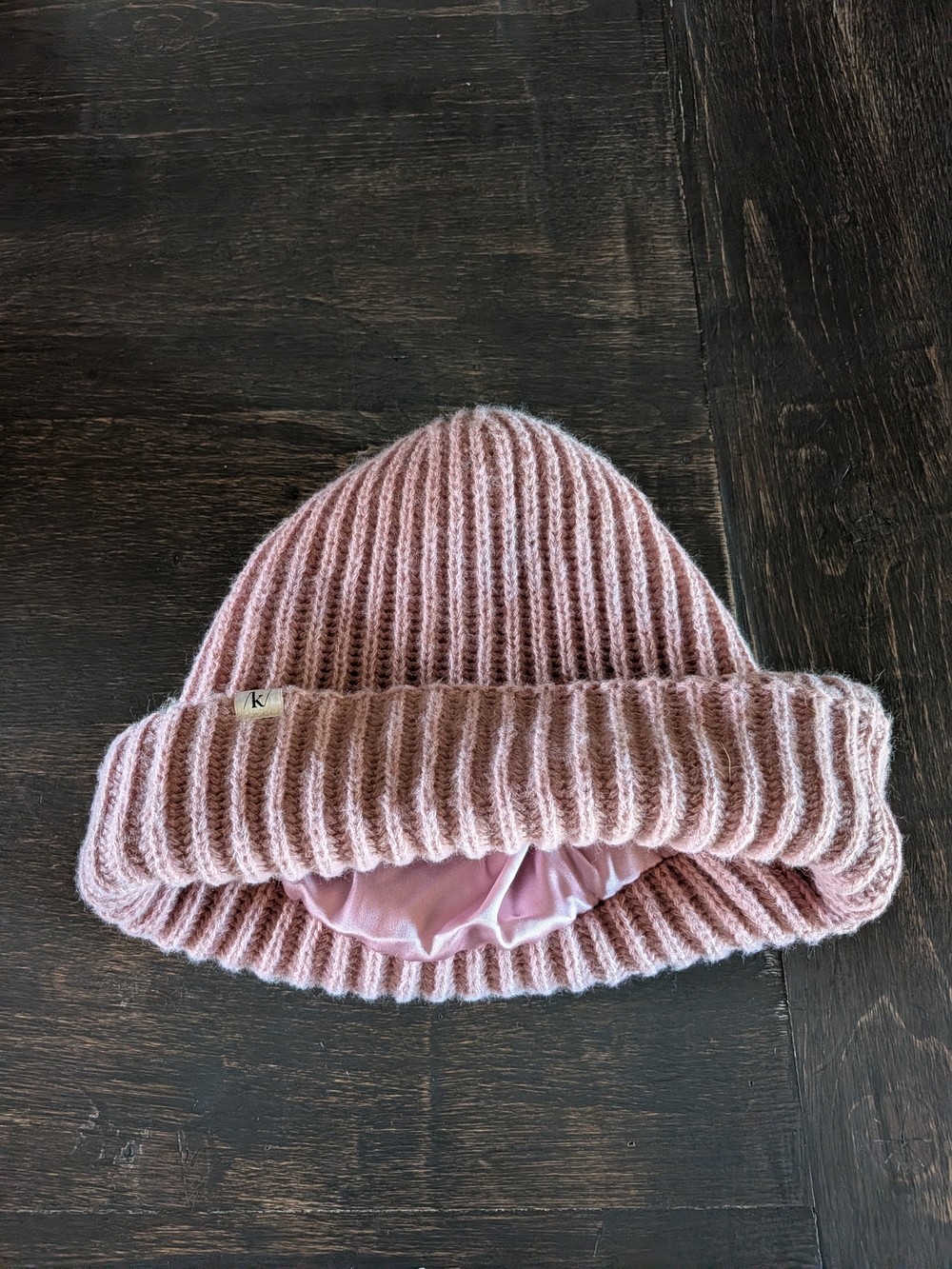 Kitsch Blush Pink Ribbed Knit Beanie